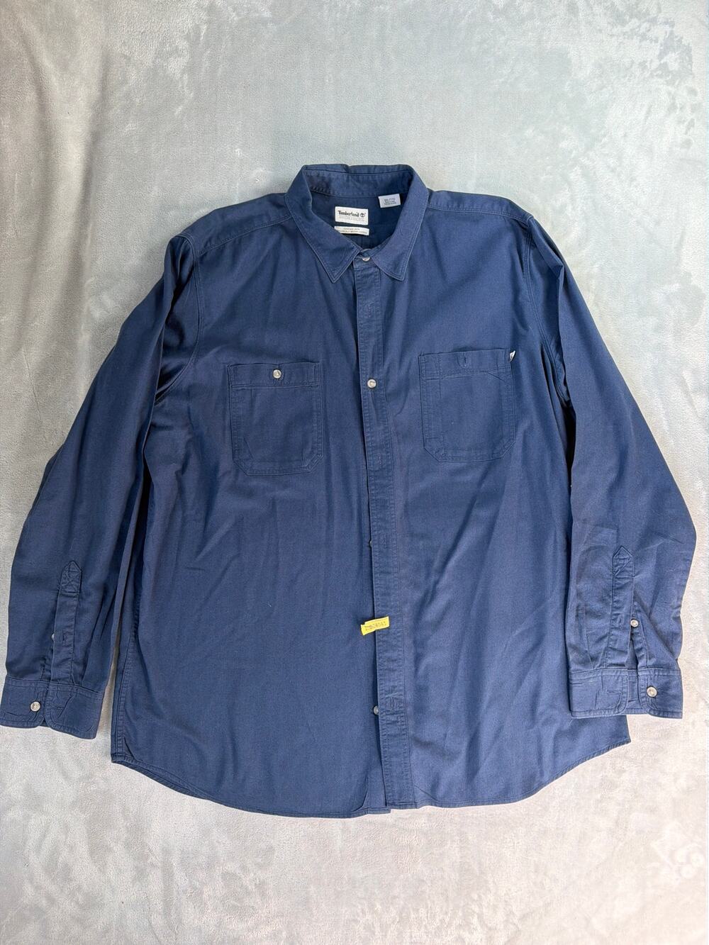 Timberland Mens Organic Cotton Work Shirt XXL Slate Blue Long Sleeve Two Pocket